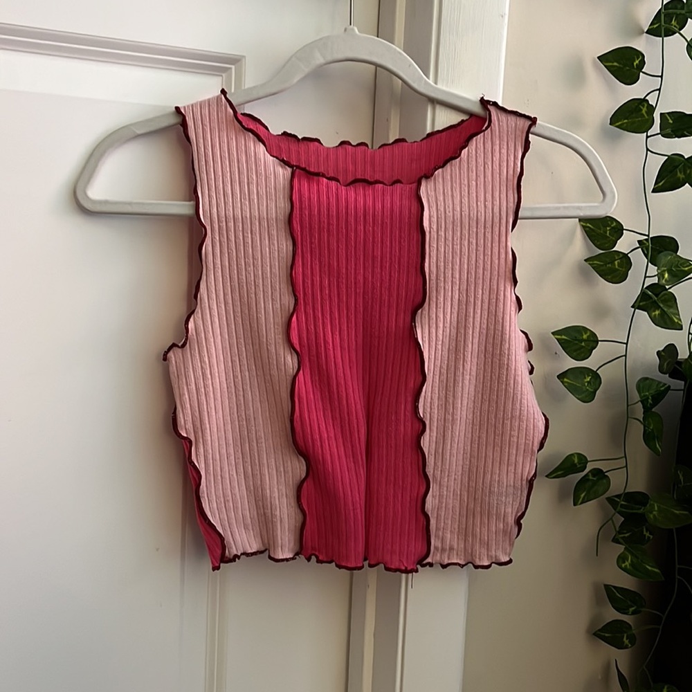SHEIN Pink Color Block Top